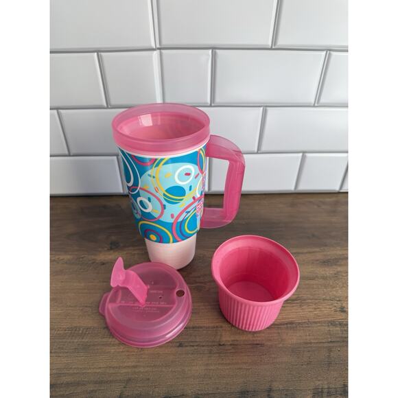 Dunkin Donuts Pink Travel Mug Coffee Tumbler 2015 Whirley Made in USA 20 Oz - Picture 6 of 8
